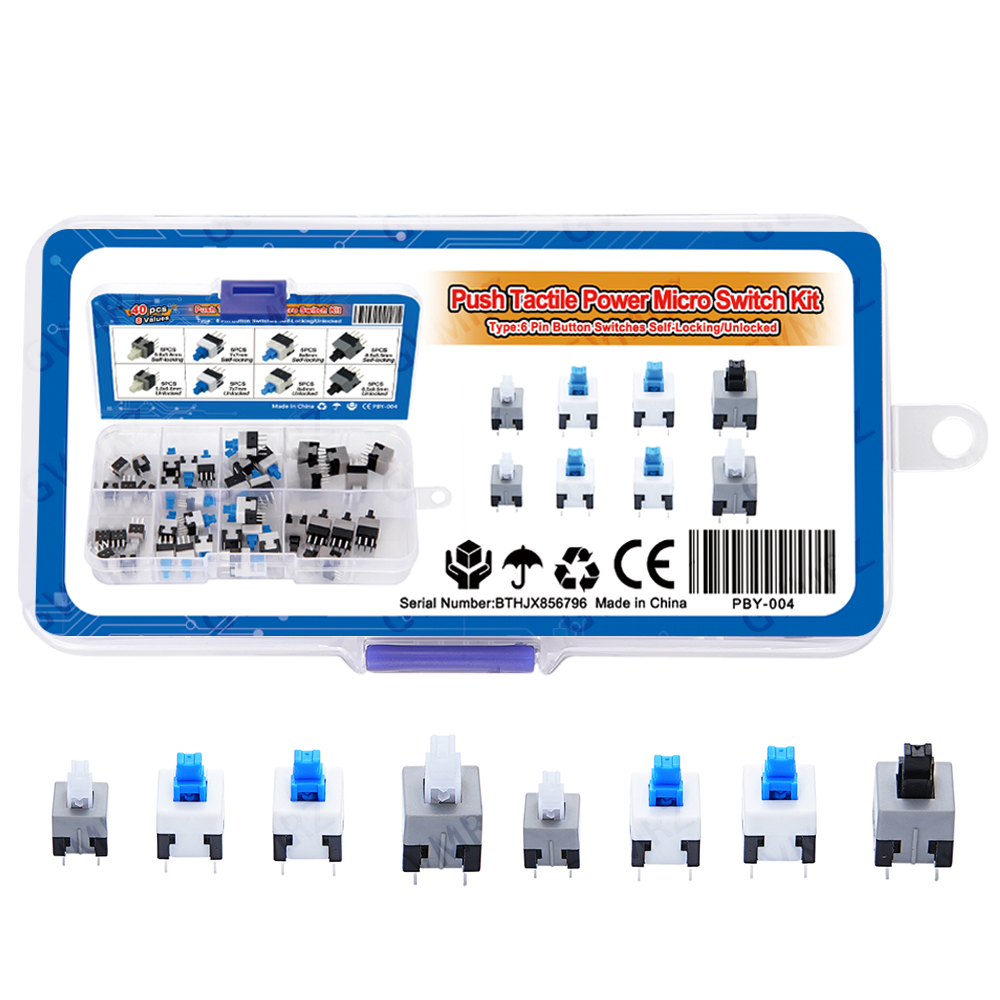 Diy Electronics Project Kit - مجموعة مفاتيح صغيرة تعمل بالضغط، تحتوي